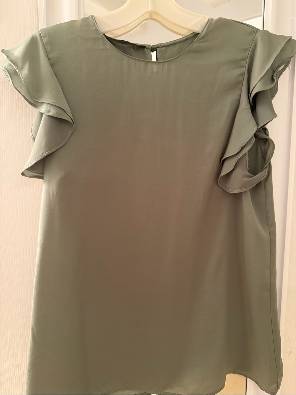 Zara Olive Green Ruffle Sleeve Blouse